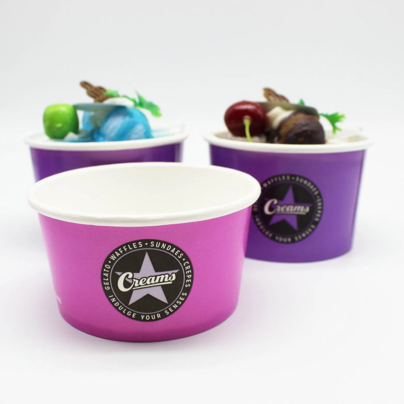 12oz Fresh Green DOT Style Paper Ice Cream Cups/Tubs/Container/Bowls Paper Yogurt Cups