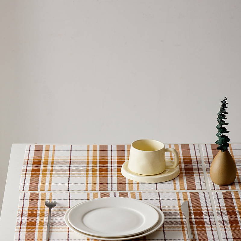 Woven Checkered Placemats for Home, Minimalist Style Heat-Resistant Pads, Sublimation Finished Pads