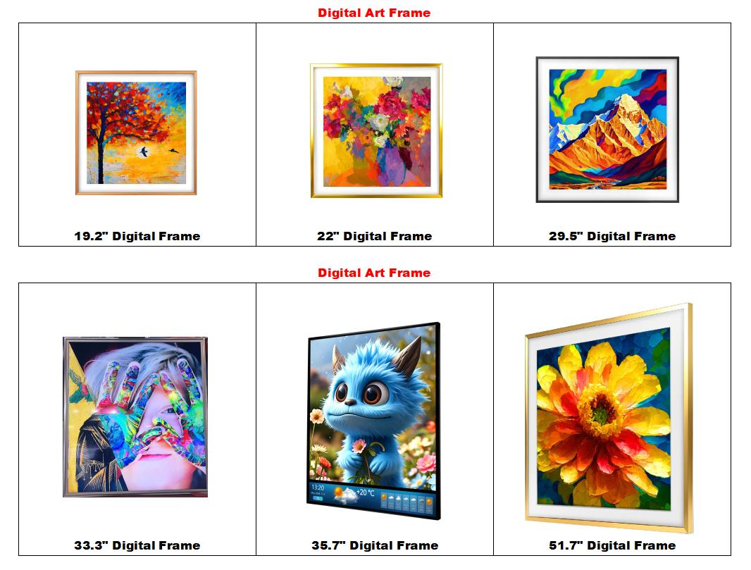 Custom High Color Gamut Ultra-Thin 19.2 22 29.5 33.3 35.7 51.7 Inch Qled Backlight Nft NFC Digital Photo Frame for Art Exhibition/Industry/Medical