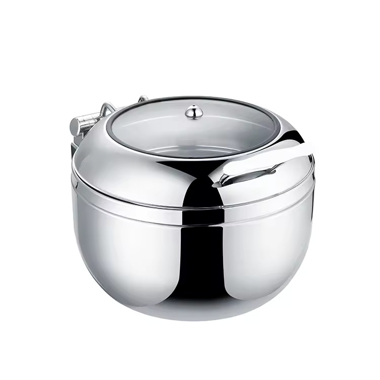 Xiangsheng 11L Round Stainless Steel Chafing Dish Hydraulic Soup Chafer Glass Window
