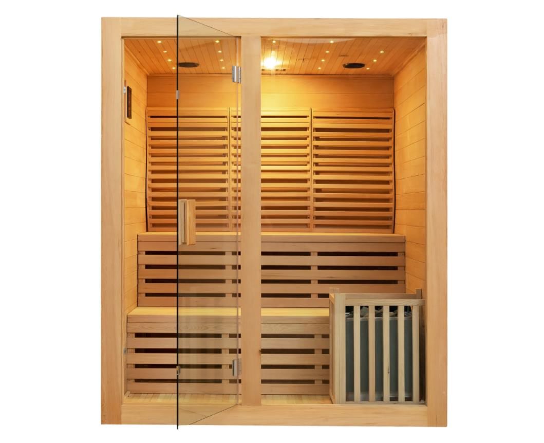 Финская сауна для дома с печкой и камнями