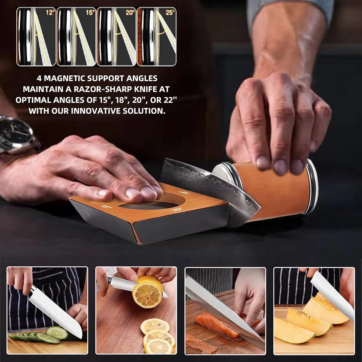 Ds-9910 Knife Sharpener Tool, Rolling Knife Sharpener Kit Four-Sided Grindstone Knife Sharpening with Diamonds and Ceramic for Steel of Any Hardness