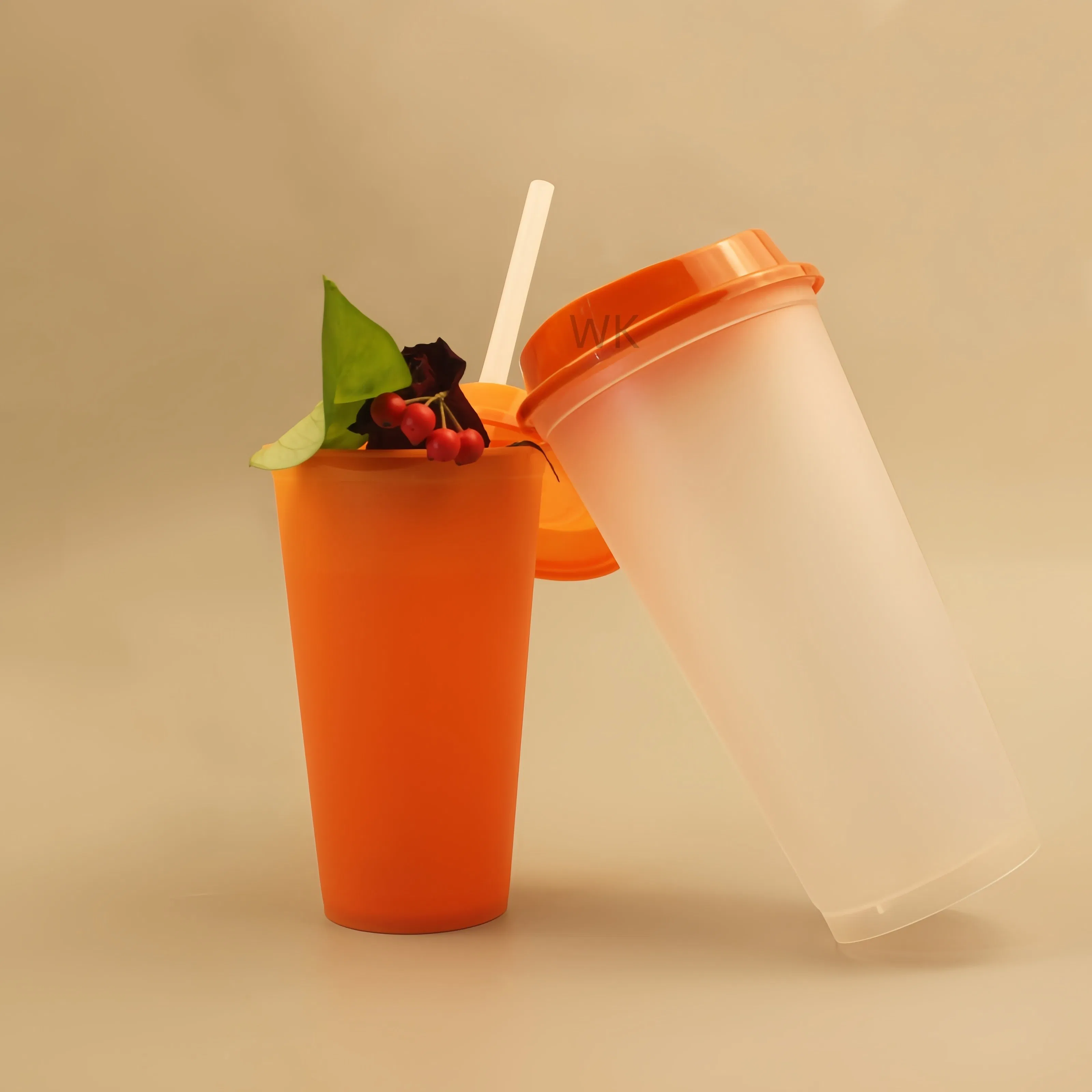 Reusable Plastic Coffee Beverage Milk Tea Hot Drink Cup with Cover Sippy Cup