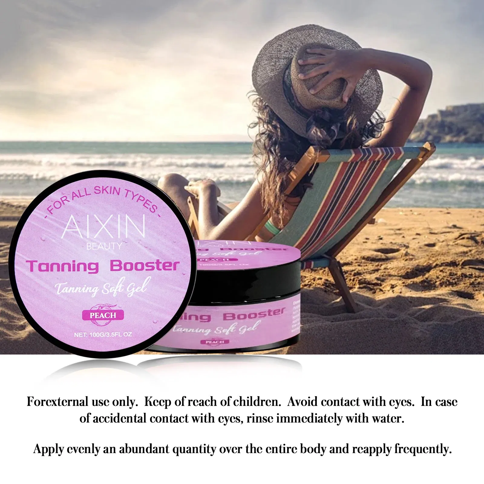 Beauty Cosmetics Skin Care Outdoor Sun Tan Tanning Booster Peach Tanning Gel