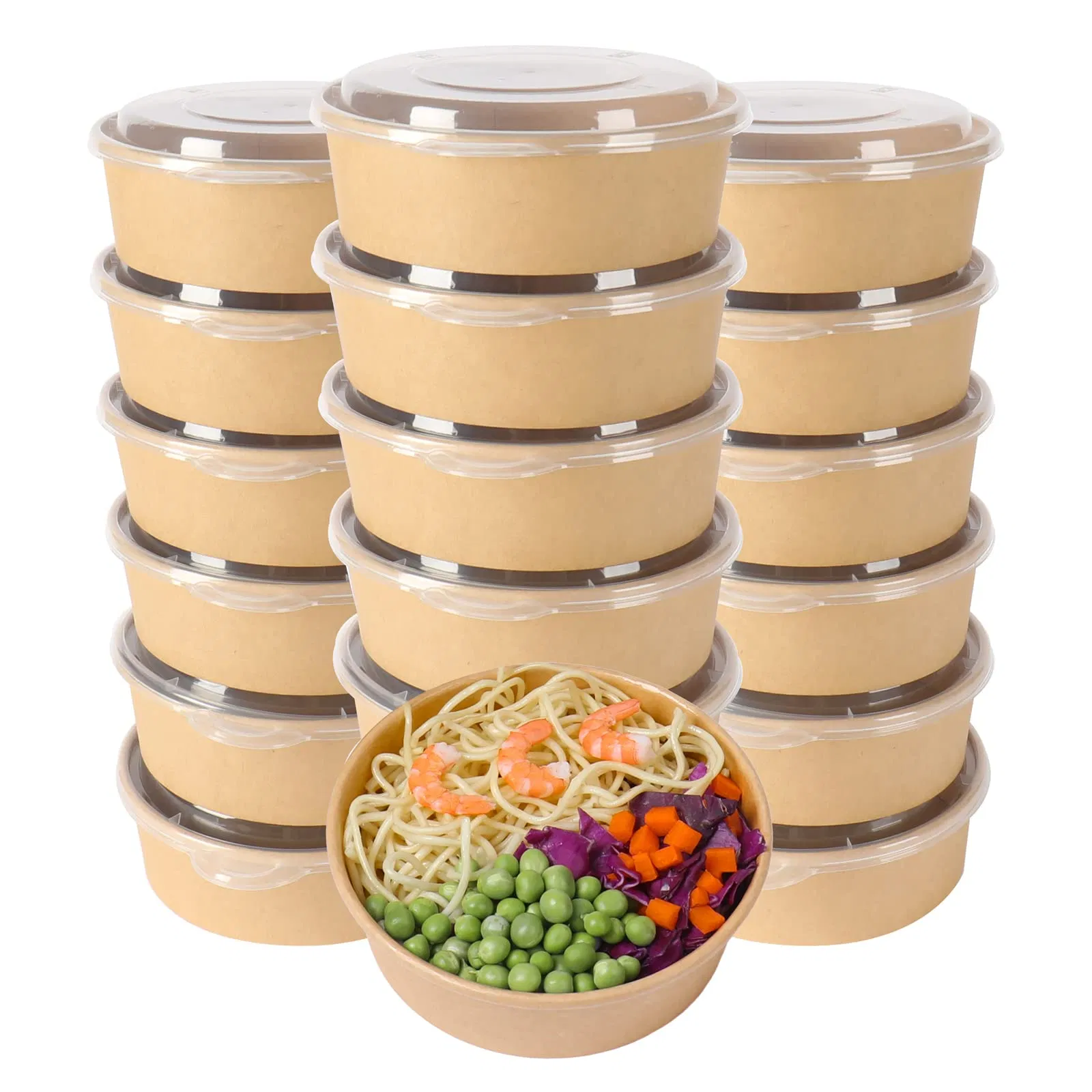 Hot Selling Paper Bowls Disposable Eco Friendly Kraft Salad Bowl with Lids for Takeaway Catering Use