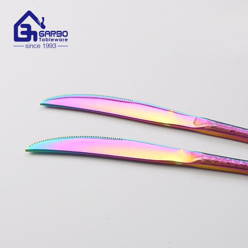 Hot Selling Plating Stainless Steel Dinner Knife with Engraved Handle