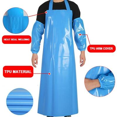 Custom Wholesale Long Yellow Oilproof Waterproof Lightweight Bib Apron PVC TPU Apron