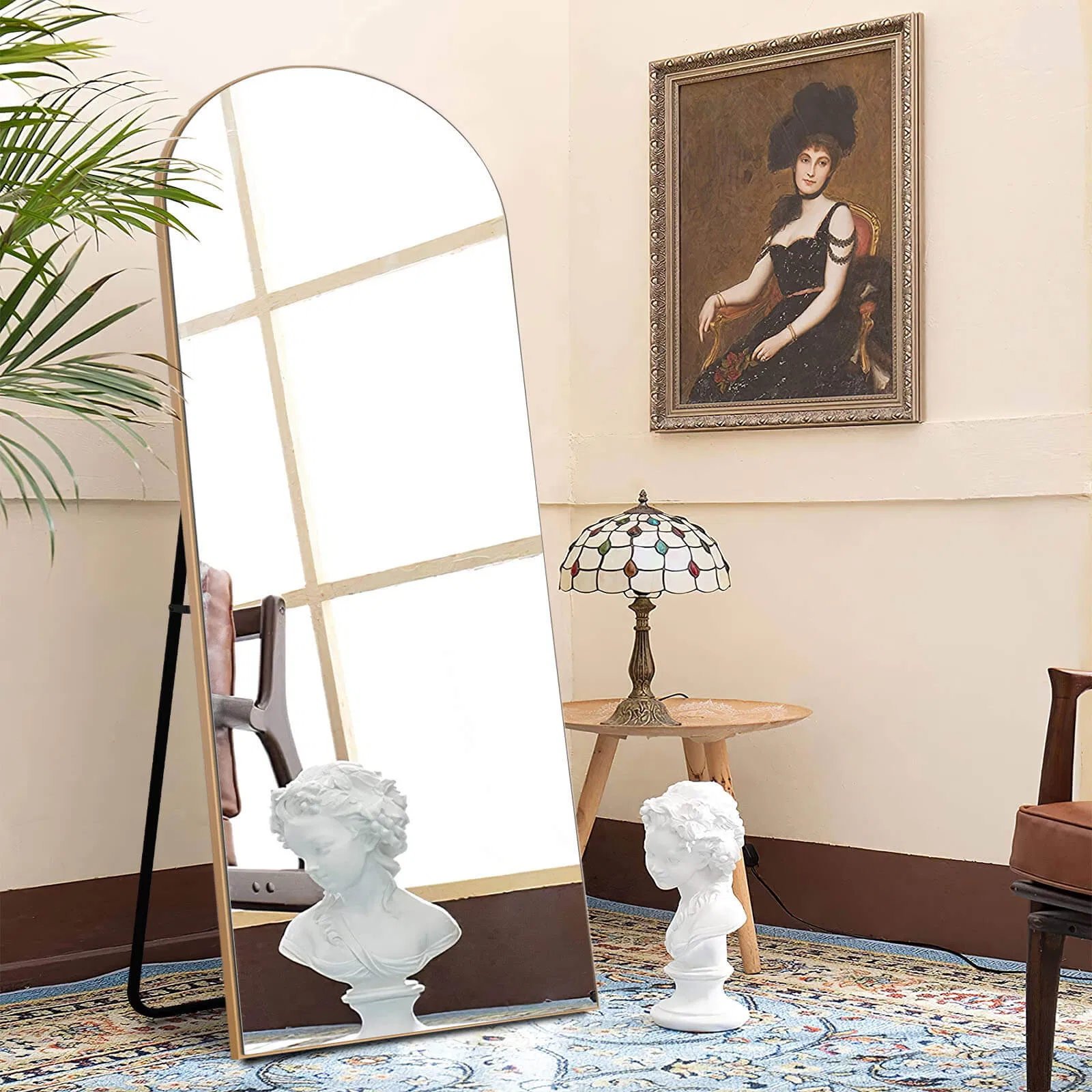 Ins European America Canada Bedroom Dressing Floor Stand Arch Wall Full Length Mirror