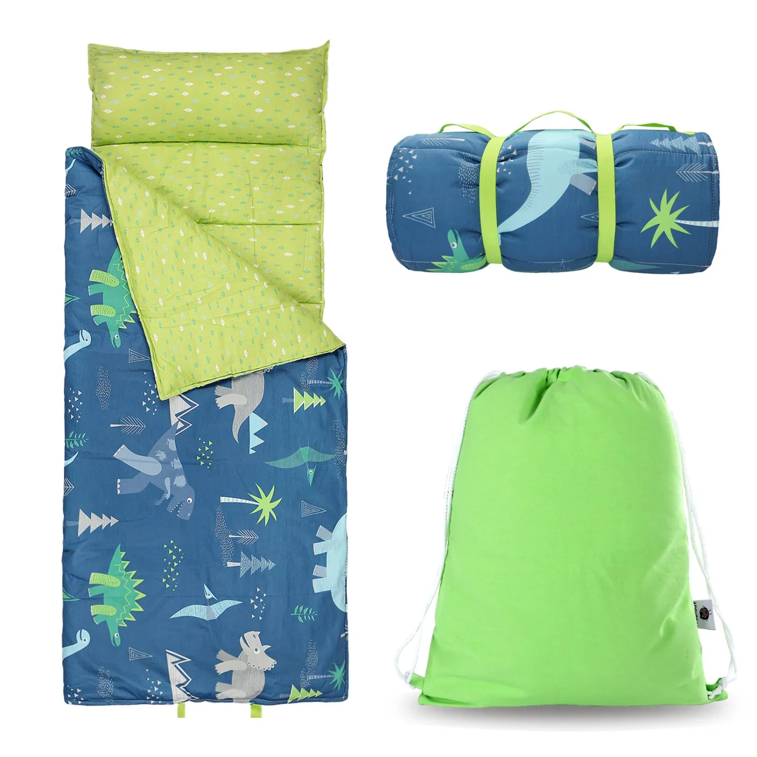 Rollup Design Kid Sleeping Mat with Removable Pillow & Minky Blanket