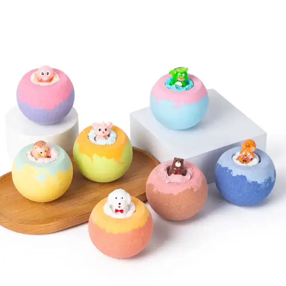 Natural and Safe Gift Set Girls & Boys Bath Bombs for Kids with Surprise Animals Toys Multicolored