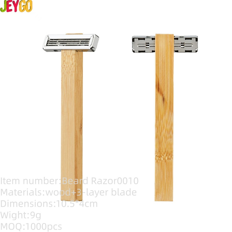 Zero-Plastic, Biodegradable Hotel Wooden Razor, 3-Blade Bamboo Razor