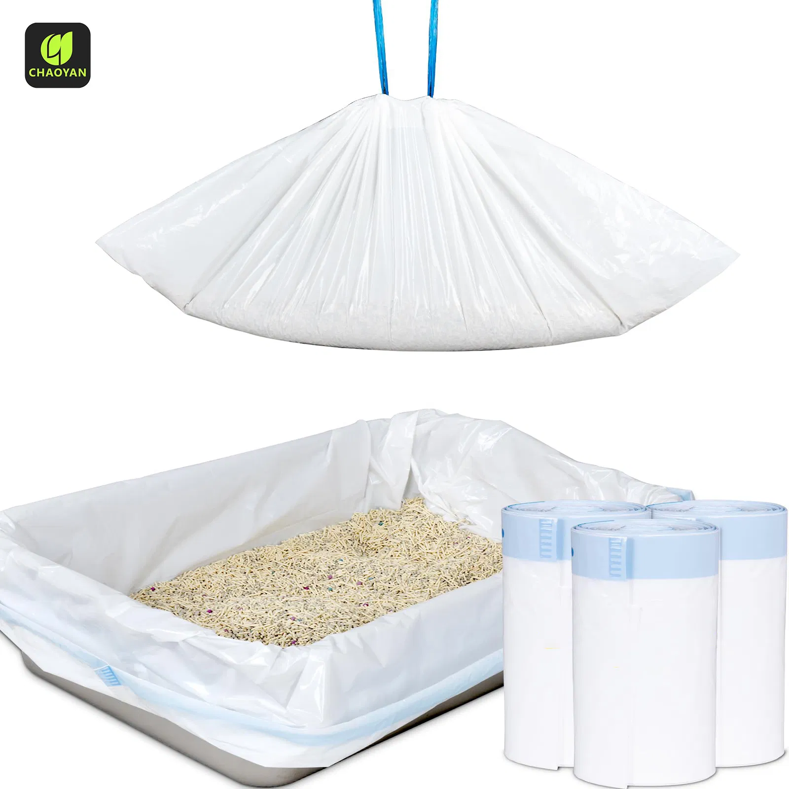 Manufacture Printed Pet Drawstring Litter Bag Cutomized Eco-Friendly Disposable Garbage Trash Rubbish Cat Poop Self-Cleaning Toilet Waste