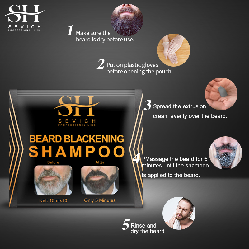 Natural Beard Hair Beard Black Dye Shampoo Permanent Dye Shampoo Covering Gray Beard