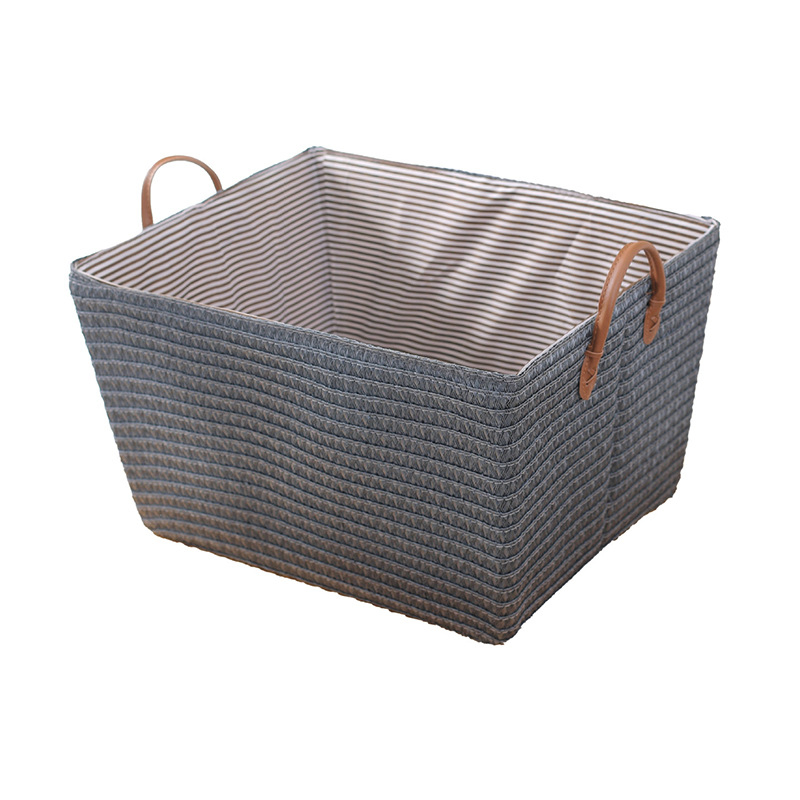 Foldable Woven Storage Basket with Handles for Laundry Toys