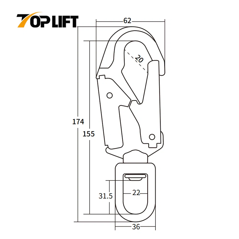 High Strength Alloy Steel Self-Locking Double Lock Fall Protection Swivel Safety Hook