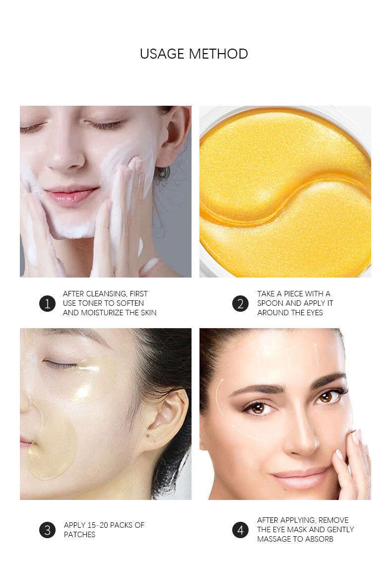 Ls009 OEM Private Label 24K Gold Eye Patches Hydrating Revitalizing Brightening Depuffing