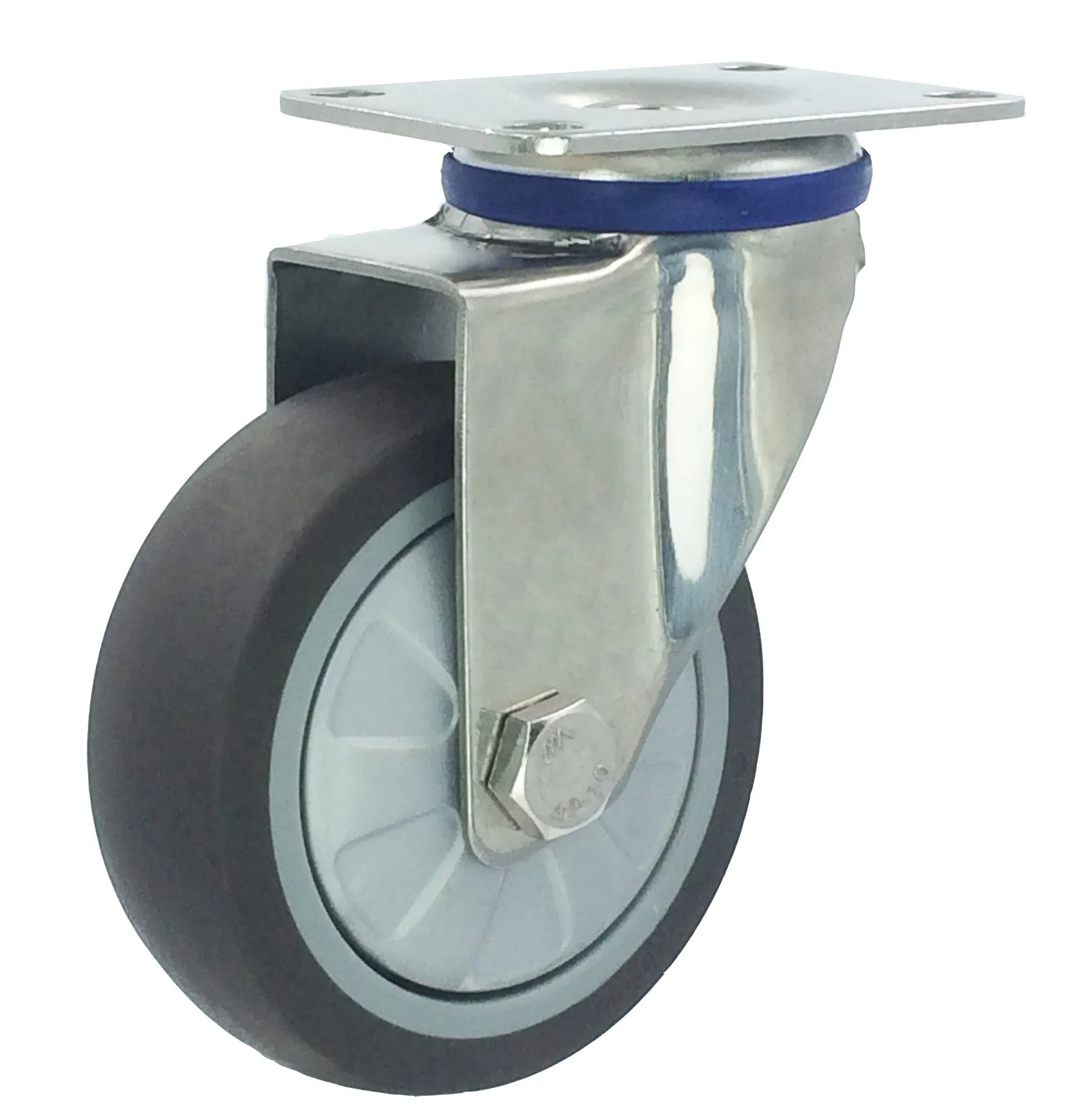 3 4 5 Inch Industry Trolley Furniture TPR Soft Grey Rubber Plate Swivel Caster Wheels