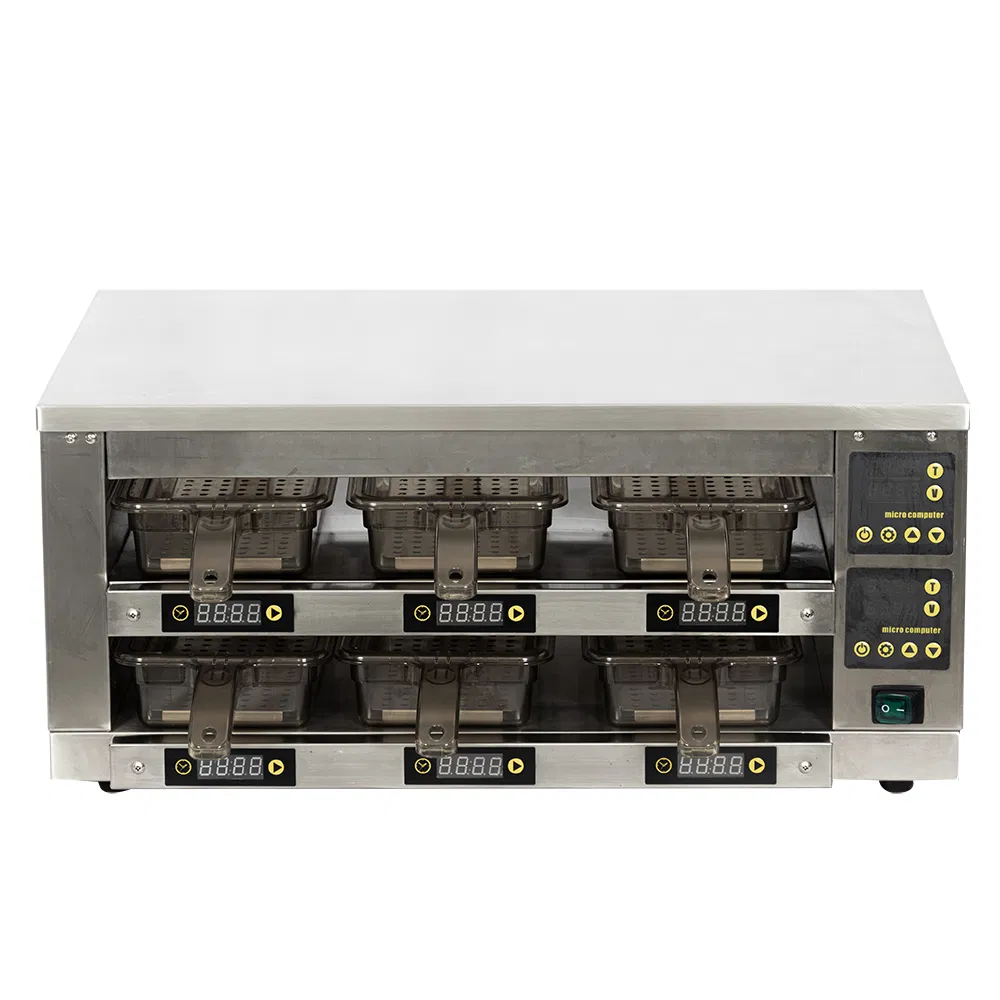 Industrial Prices Large Capacity Manufacturer 2 Deck 6 Trays Hamburg Warmer Cabinet with LCD Screen