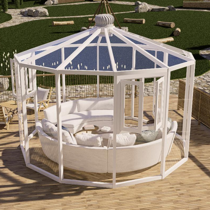 Durable Aluminum Outdoor Prefabricated Restaurant Transparent PC Board Design Clear Restaurant