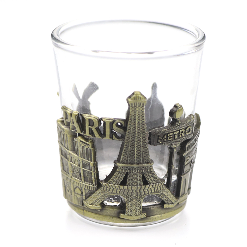 Professional Wholesale Metal with Glasses 3D Zinc Alloy Logo Custom Shot Glass for Souvenir