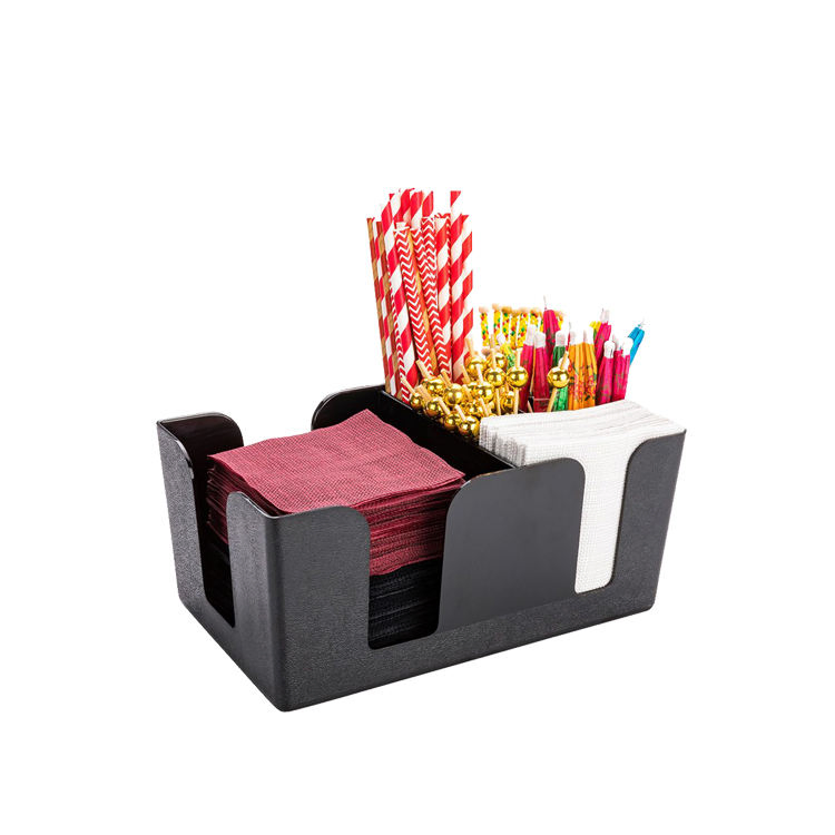 Bar Use Black Color Eco-Friendly ABS Plastic Bar Napkin Caddy