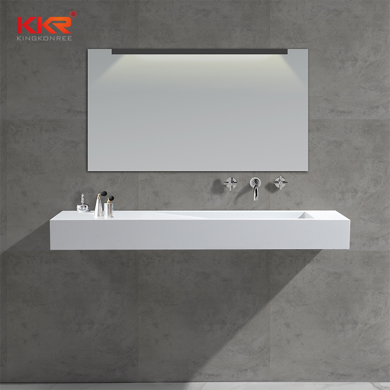 Long Size Wall Hung Solid Surface Bathroom Hand Washing Basin