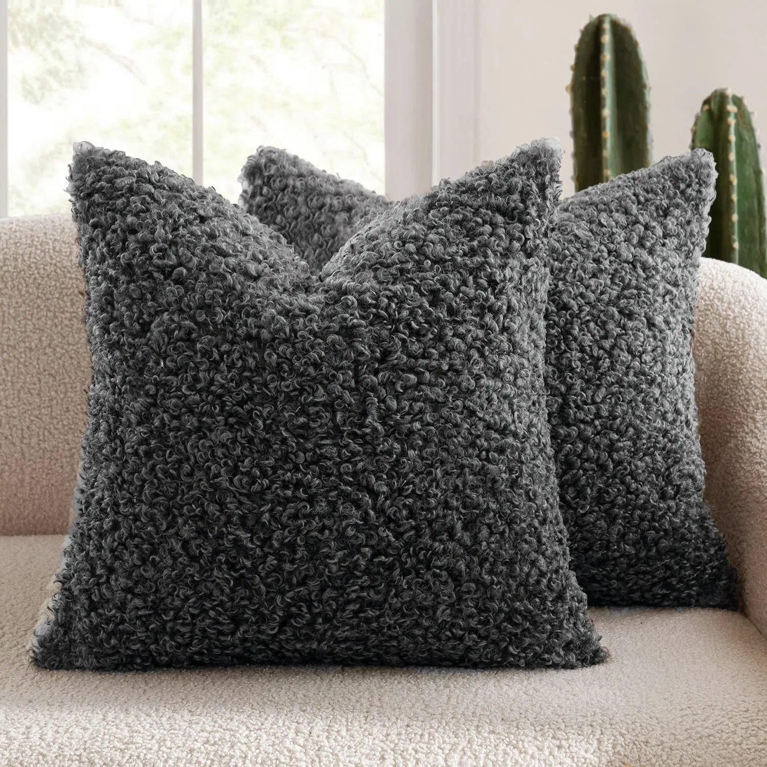 Luxury Soft Plush Teddy Bear Fur Pillow Case - Thickened Solid Color Modern Minimalist Sofa Cushion - Nordic Home Decor for Living Spaces