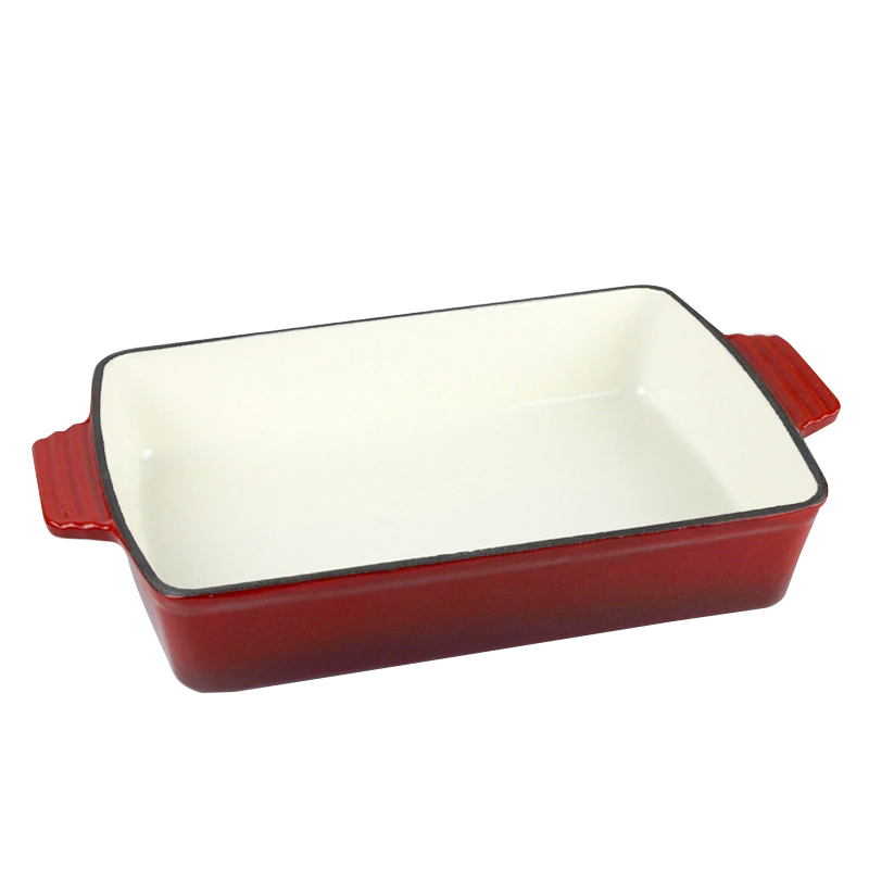 Factory Price Cast Iron Rectangular Baking Dish Roasting Pan Cast Iron Dish Pan Tray
