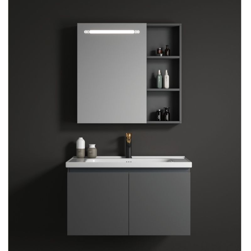 Sleek Aluminum Bathroom Vanity Cabinet with Mirror for Hotels