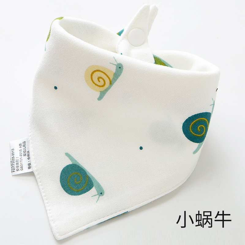 Baby Drool Bib Baby Triangle Bib Pure Cotton Double-Layer Buckle Newborn Bib Children's Anti Spitting Scarf