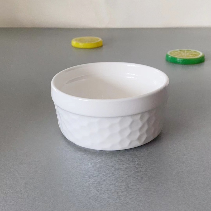 3"3.5"4"Saucer Soup Ice Cream Bowl Round Shape Eboss White Ceramic Porcelain Tableware