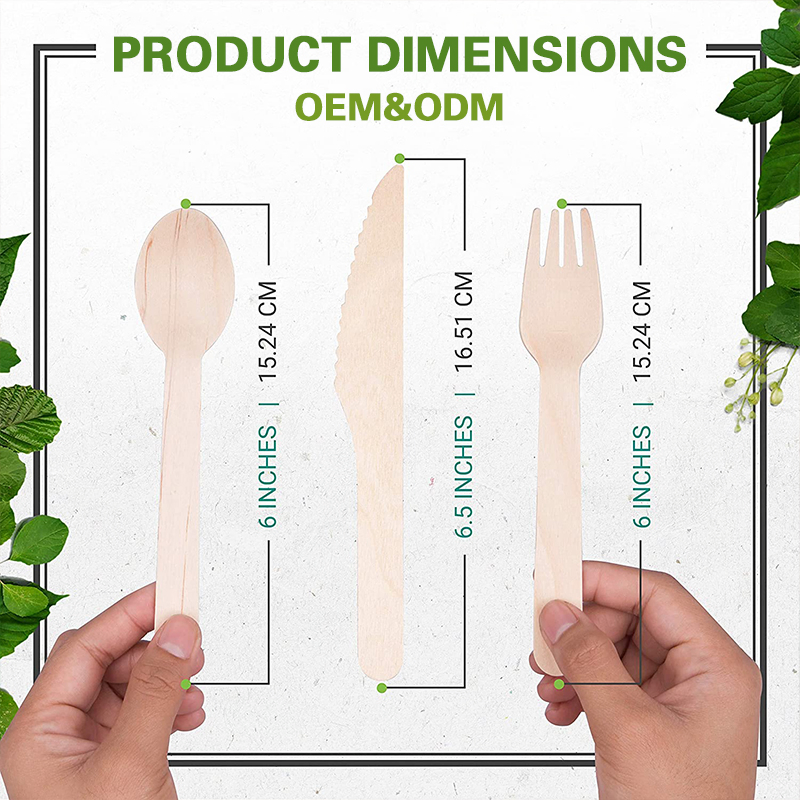 Eco Sustainable Wooden Cutlery Set Disposable Utensils for Wedding and Party