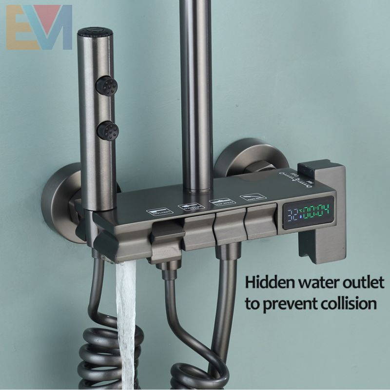 Bathroom Set Black Brass Shower Faucet Hot and Cold Shower System Rain Shower Set