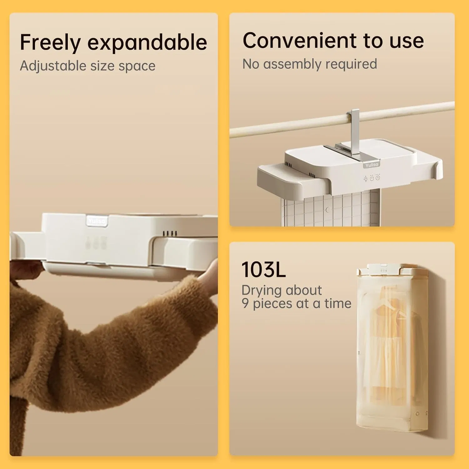 Ds-1088 Portable Dryer, 110V 1000W Electric Clothes Dryer Machine Double Layer Stackable Clothes Drying Rack for Apartments, RV, Laundry