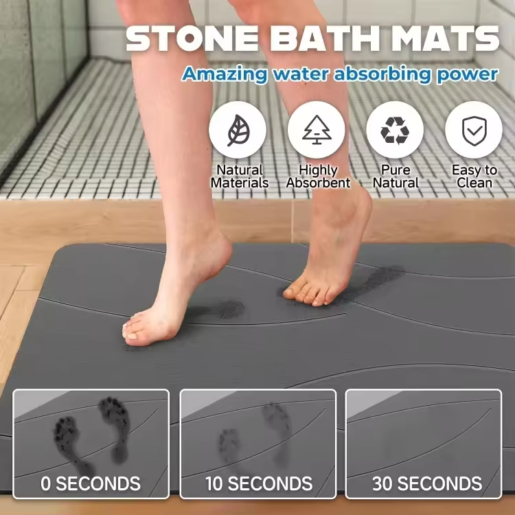 Hard Diatomaceous Earth Non-Slip Super Absorbent Different Color Custom Logo Bath Stone Mat