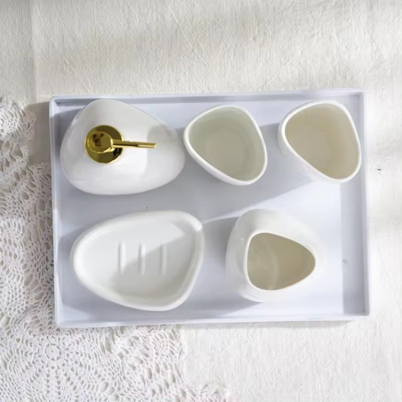Industry Leading Ceramic Sanitary Ware Modern Minimalist Bath Accessories 5PCS Bathroom Set