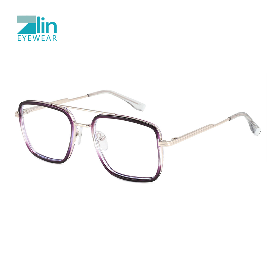 Zlin Eyewear Men Women Double Brige Metal Tr90 Blue Light Blocking Eyeglasses Frames