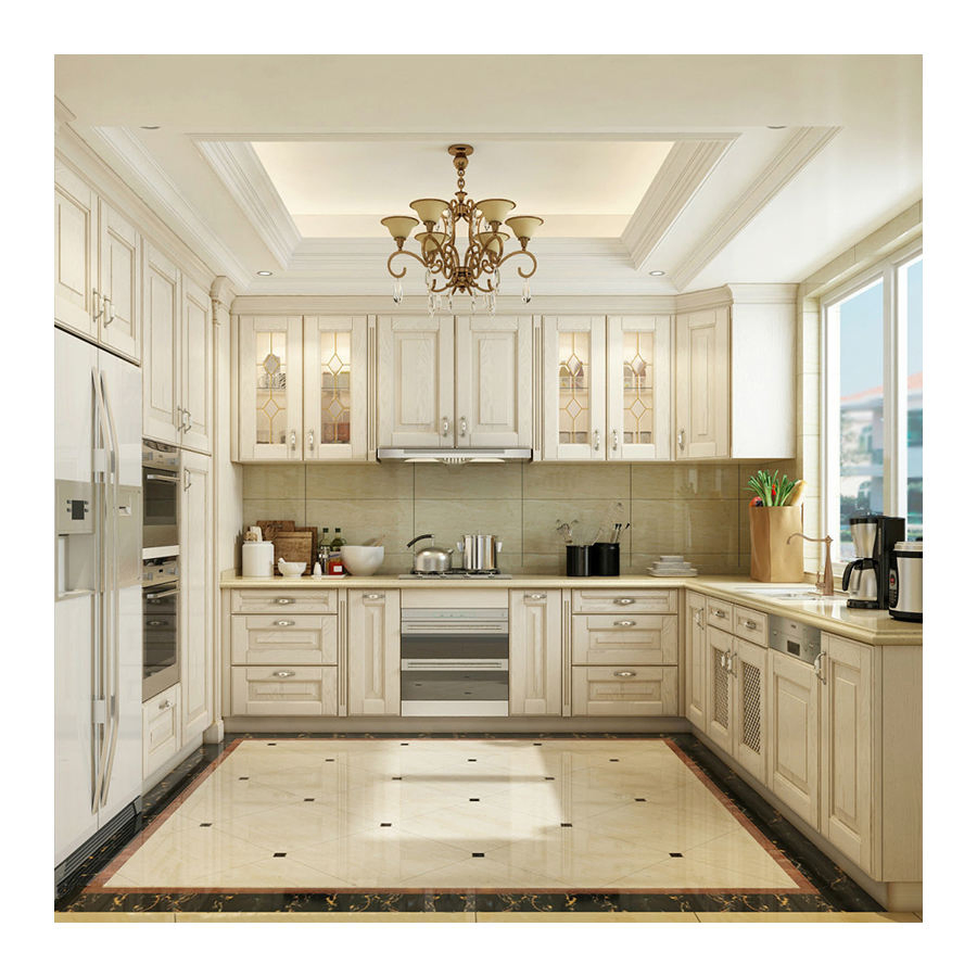 Classic Shaker White Solid Wood Kitchen Cabinets Designs