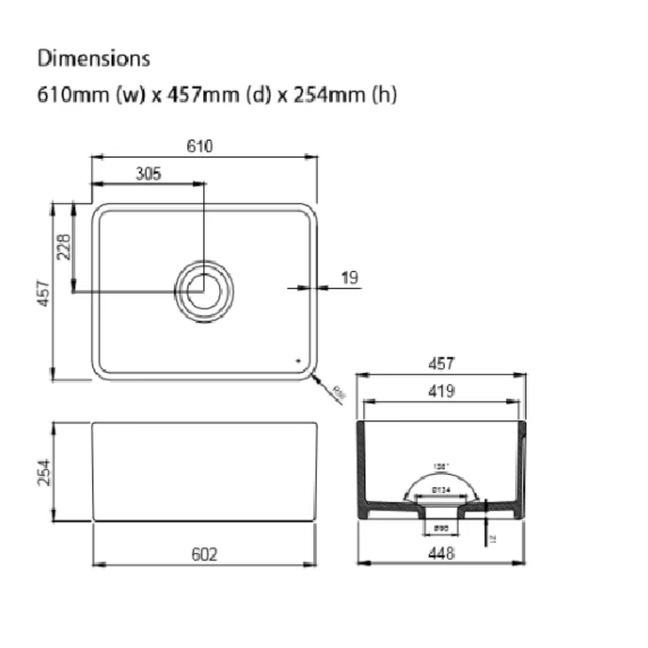 High Quality Above Counter Mounting Ceramic Laundry Sinks 610X457X254mm