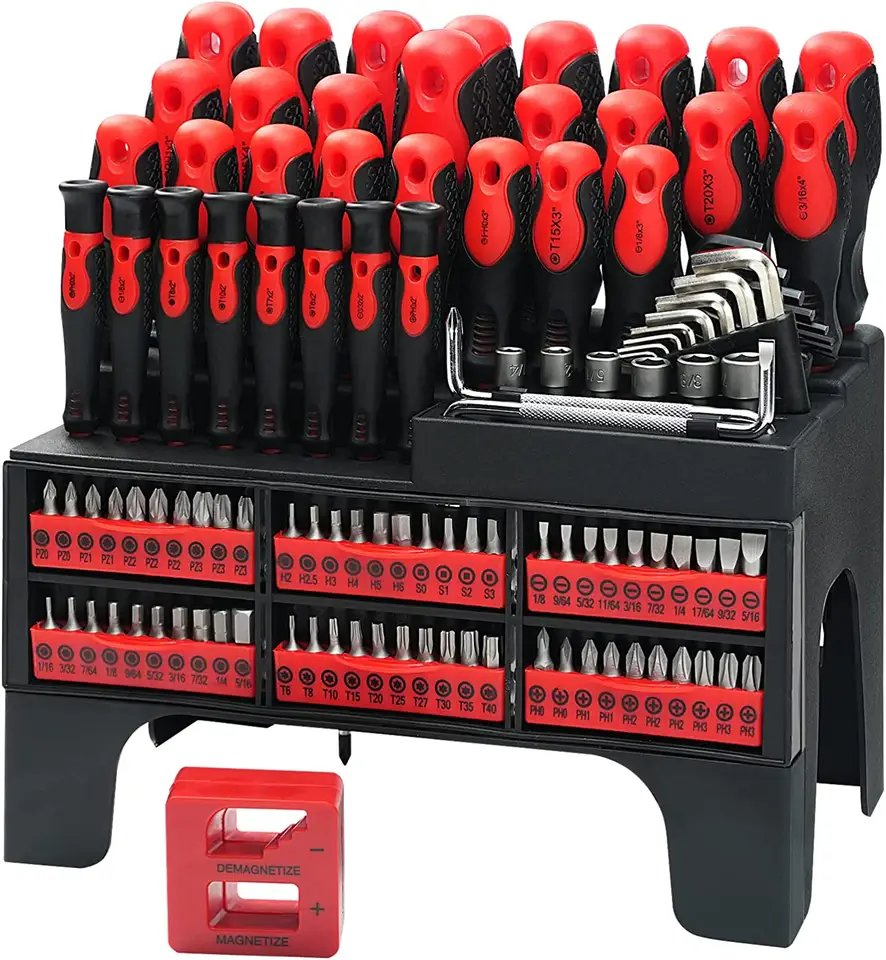 118 Piece Precision Magnetic Screwdriver Set with Plastic Racking for Men Tools