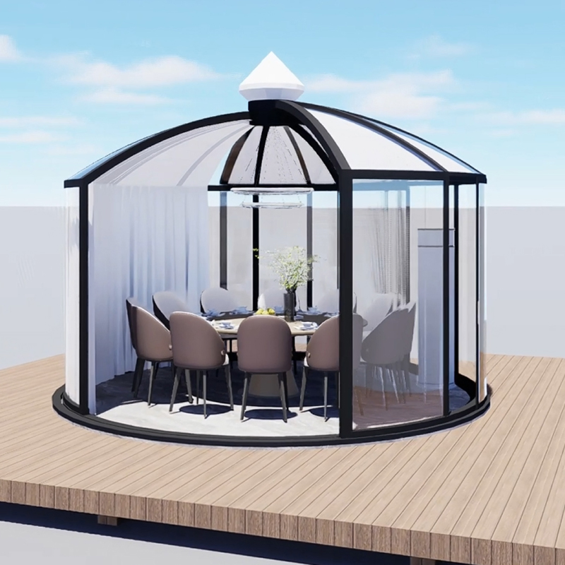 Modern Aluminum Outdoor Prefabricated Restaurant Curtain and LED Lighting Option Decoration Restaurant