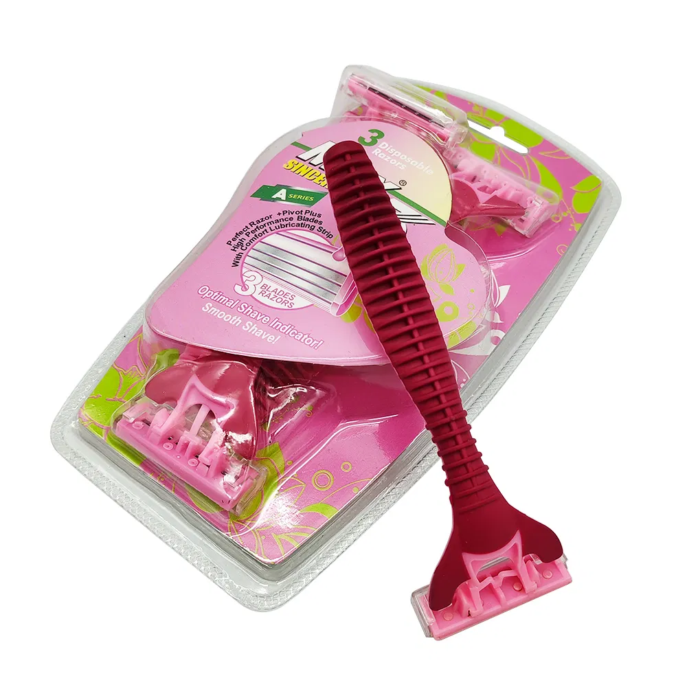 OEM Triple Blade Safety Handle Disposable Razor with Lubricating Strip for Travel