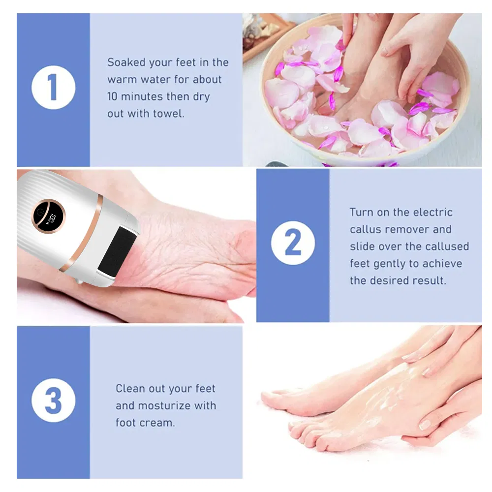 USB Rechargeable Electric Foot File Machine Foot Grinder 3 in 1 Electric Pedicure Foot Callus Remover for Dead Skin