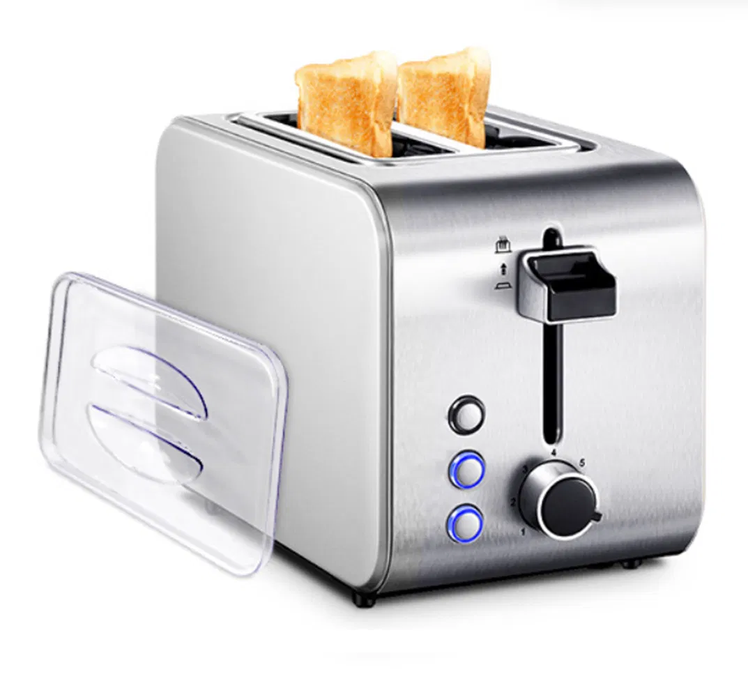 Stainless Steel 2 Slice Toaster with Dust Cap and Wide Slots Bagel