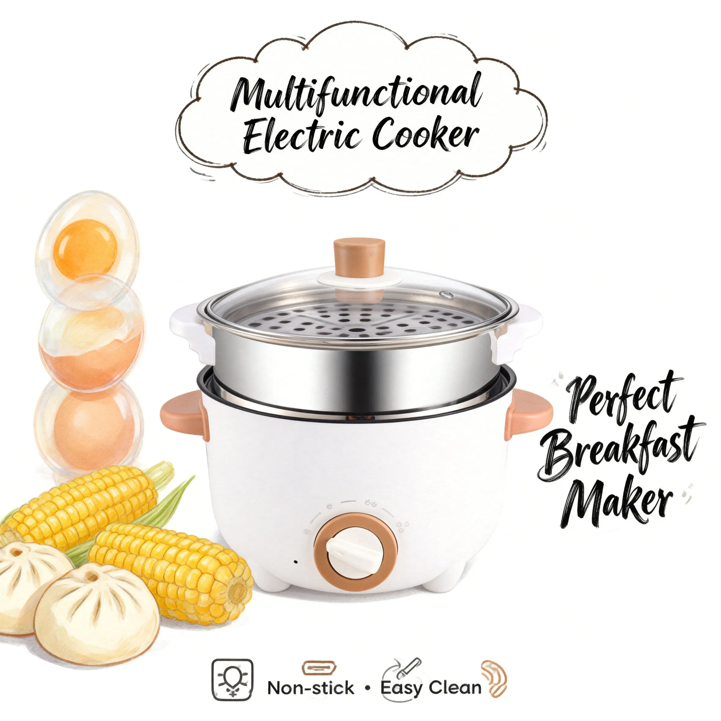 All in One Electric Hot Pot Cooking Pot Portable Electric Food Cooker for Stew, Boil, Fry and Steam
