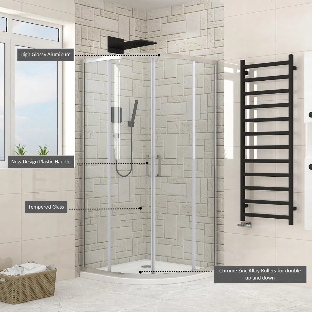 Quadrant Sliding Shower Cabin 6mm Tempered Glass Door 80X80cm Round Shower Enclosure 36"X36" Corner Mounted