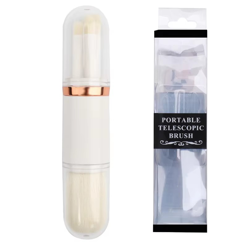 2025 High Quality Portable 5-in-1 Makeup Brush Mini Powder Brush Eyeshadow Brush Flat Style Travel Beauty Tools Custom Logo