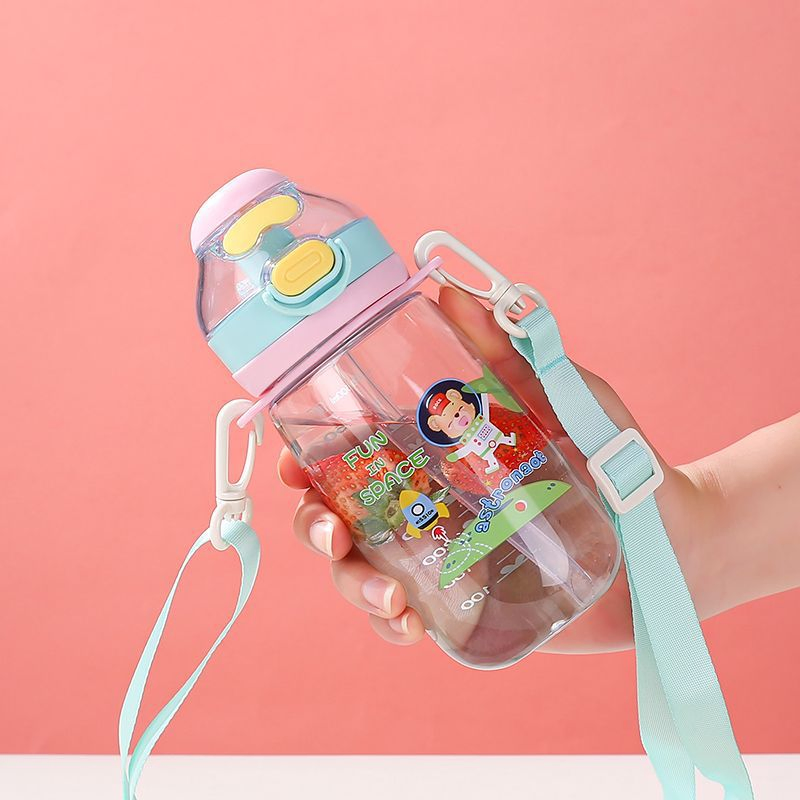 Custom Creative Cute Leakproof Plastic Water Bottle with Adjustable Shoulder Strap