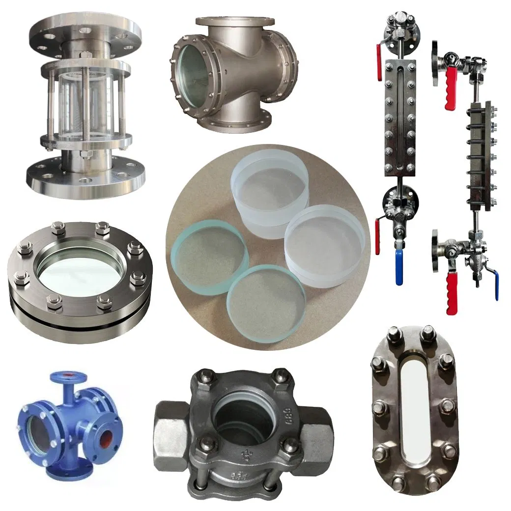Stainless Steel Water Flow Indicator Circular Rectangular Acrylic and Tempered Borosilicate Sight Glass