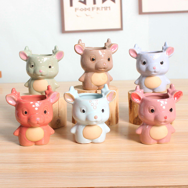 Горшки керамические мини для цветов олень